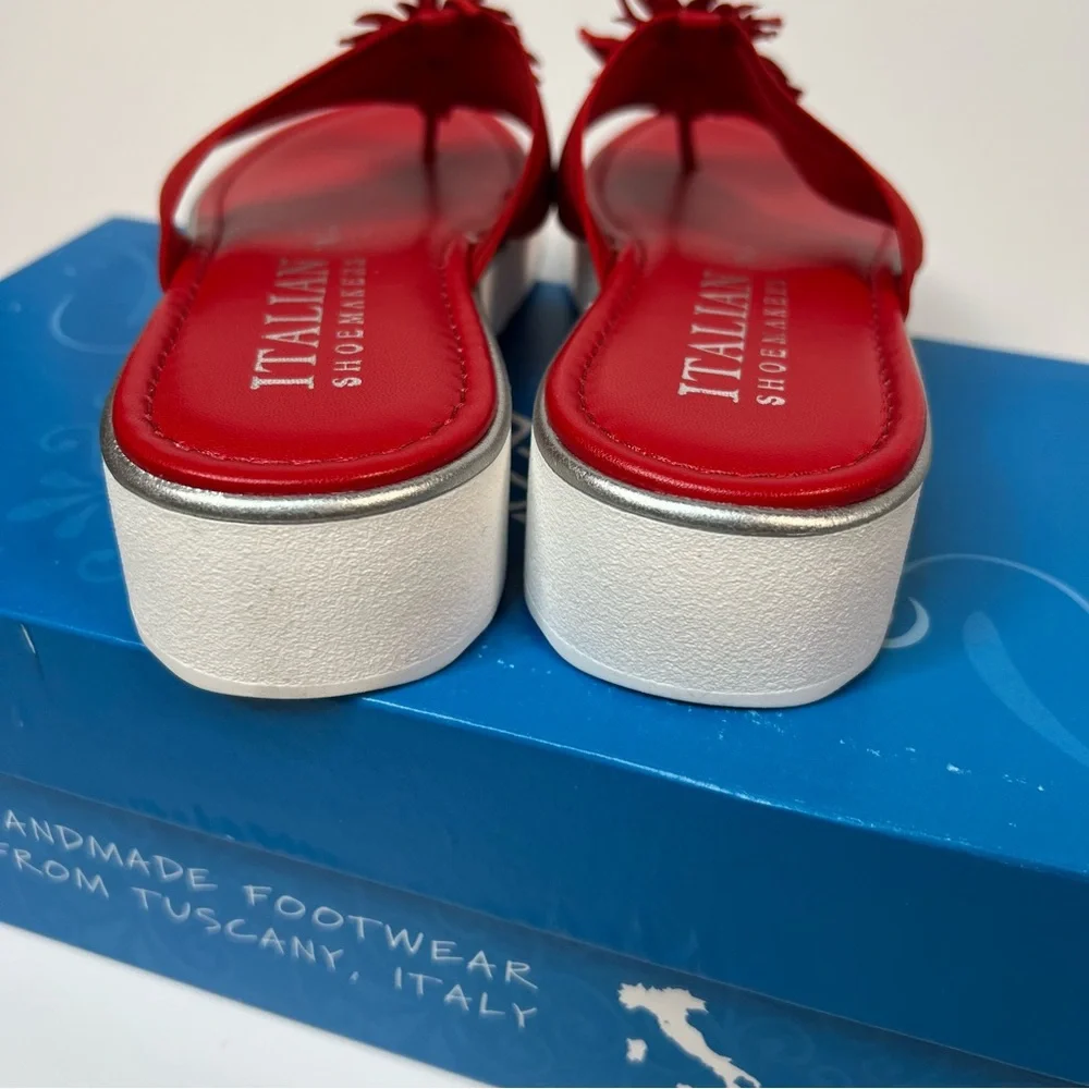 Italian Shoemakers Dandi Red Sandal with flower 🇺🇸